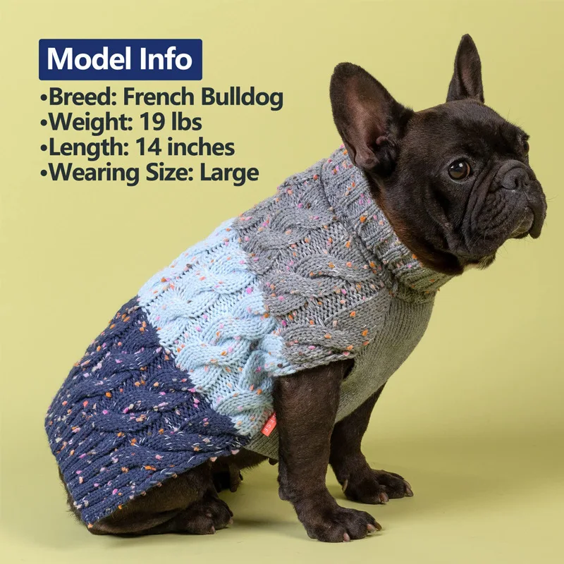 pink blue fashion Customized hand-knitted pet sweater Classic Cable Turtleneck Knit dog clothing