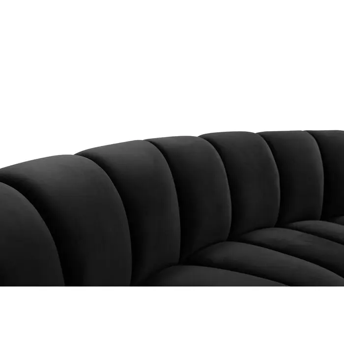 Velvet Fabric Cover For Sectional Set Modern Corner Chair Luxury Living Room Sofas Black Shape Curved U corner sofa