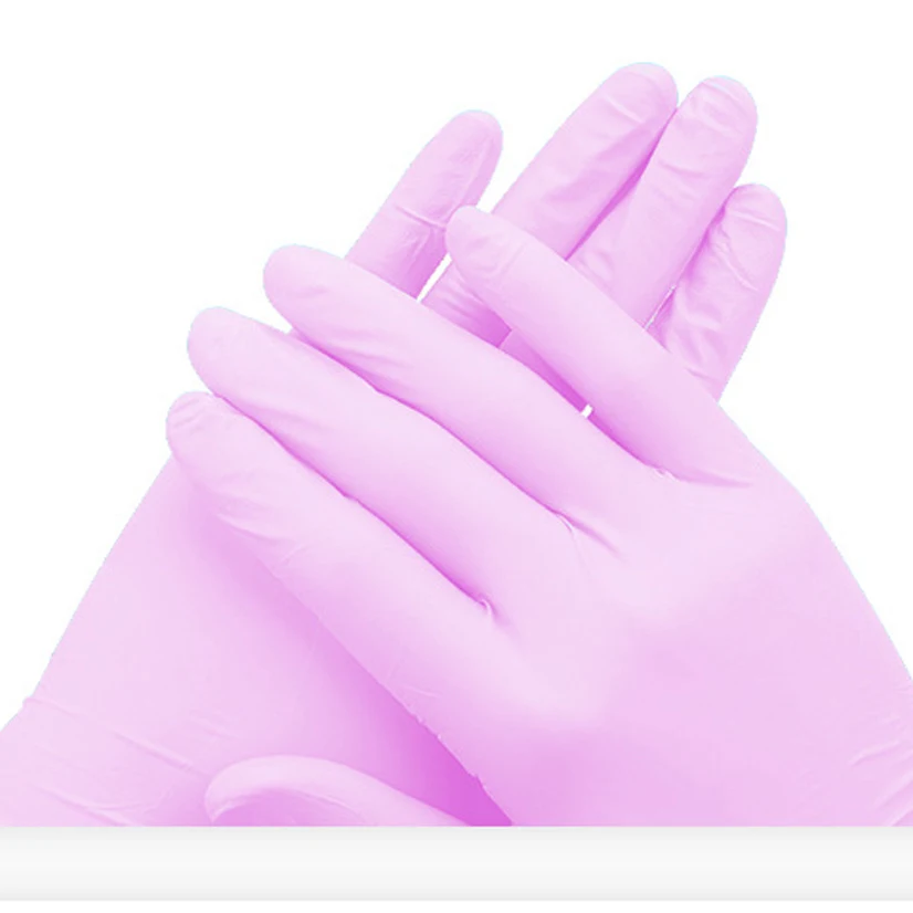 Розовые Одноразовые ПВХ перчатки используют чистые руки перчатки Touchntuff лабораторные латексные одноразовые