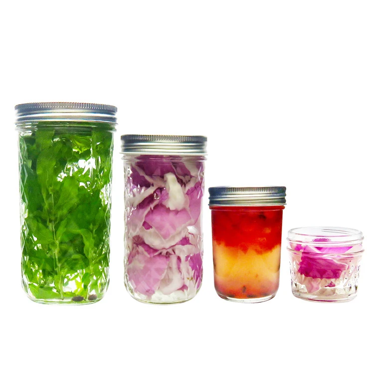Clear Empty Wide Mouth Glass Food Jam Honey Pickle Candy Spice Storage Mason Jar with Lid for Kitchen