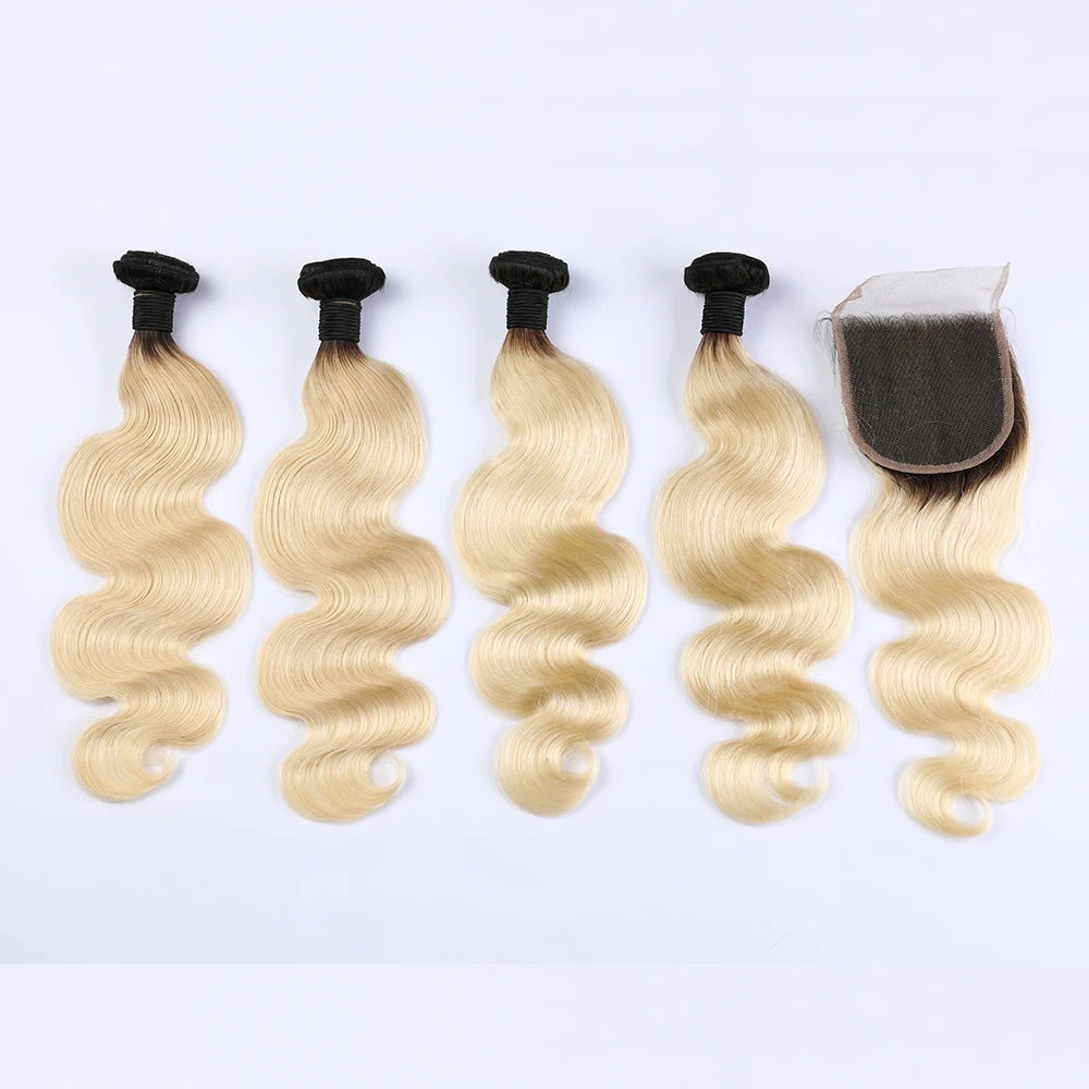 Blonde 613 water wave natural wave Human hair weave Brazilian Human Hair bundles with closure