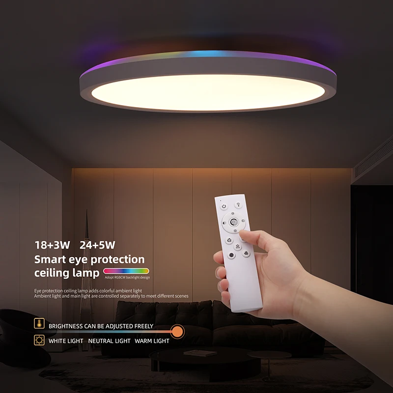KEOU Remote Control Round Shape Light 24W 36W 48W Led Ceiling Lamp For Home Living Room