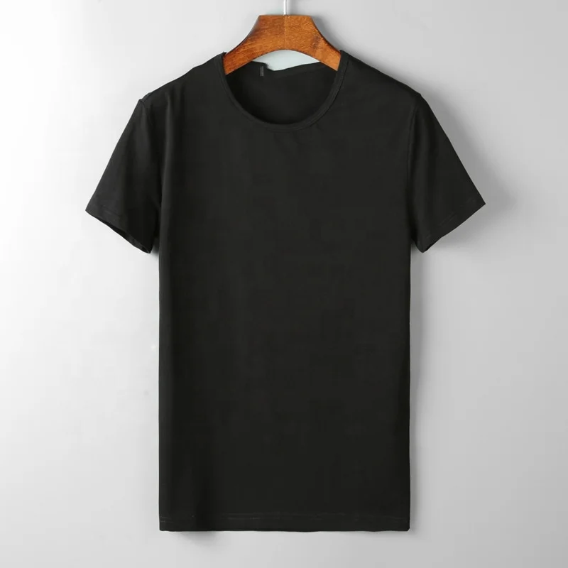 Wholesale Workout Custom Men Manufacturers Summer Streetwear Solid Color Unisex T Shirts Blank Silk Black Casual T Shirt
