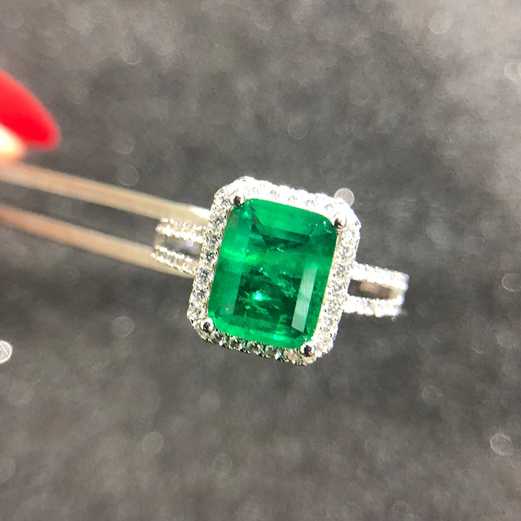 
New Design With Diamonds square Emerald Zircon ring Cz Emerald Ring 