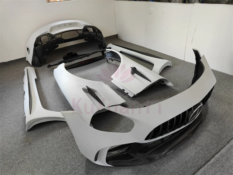 Resin primer carbon fiber GTR style front bumper rear bumper mudguard side skirt rear spoiler for BENZ AMG GT GTC GTS body kit
