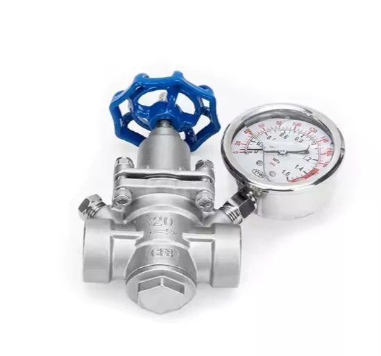 Furui diaphragm pressure reducing valve with double shock meter Stainless Steel Water And Oil Double Instrument High Flow