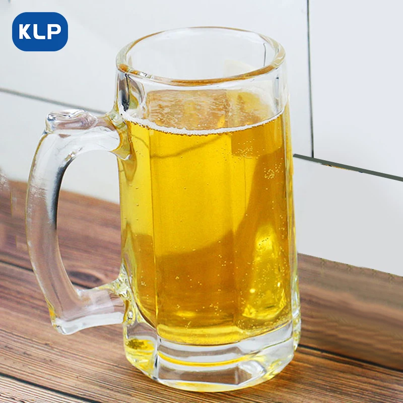 KLP Glass Single 12 OZ Handmade Beer Glass Drinking Cup Thick Glassware Cup Clear Craft Brews