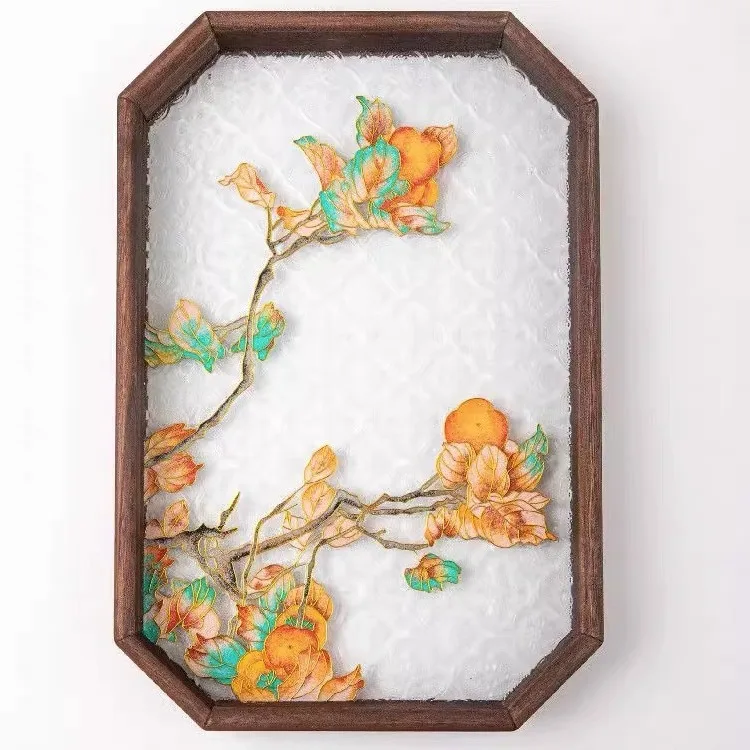 Chinese Cloisonne wire enamel diy material package solid wood tea tray zero base hand hand