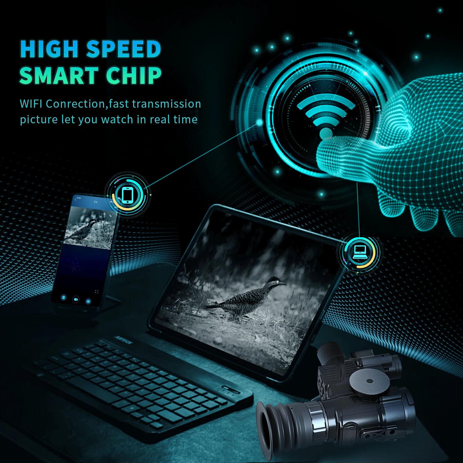 HENBAKER NV700S Magnification 4x-14x waterproof High Definition Digital night monocular