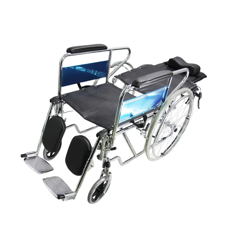 Adult Adjustable Lying Folding wheelchair with toilet