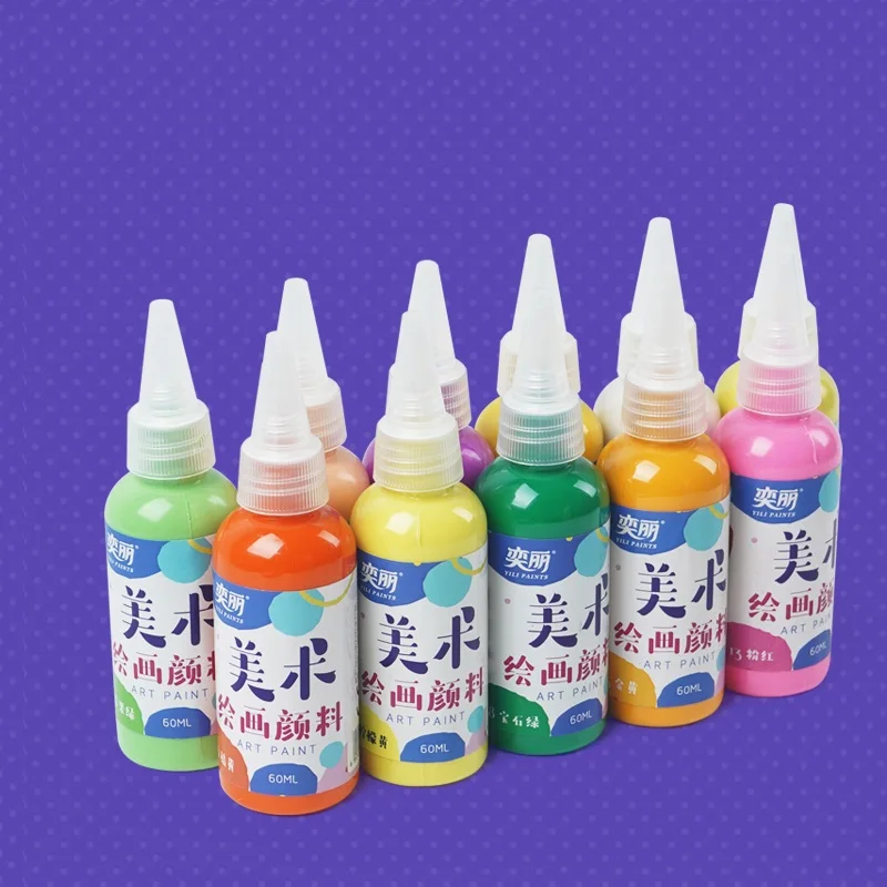 Water Based Colours Paints Factory Supplies 60 ML Pointed Mouth Bottle Acrylic Paint