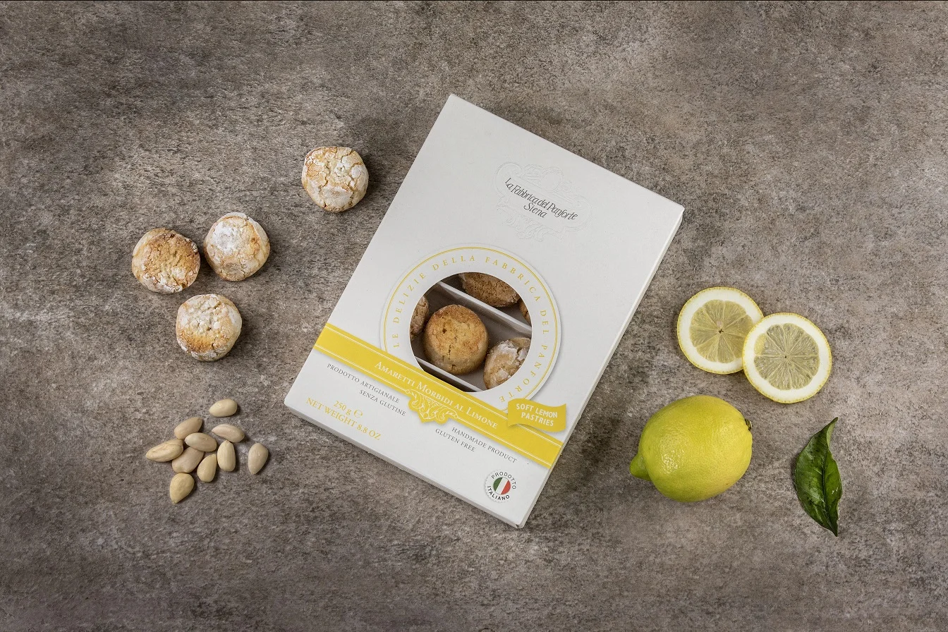 High Quality Pastry Products Almonds And Lemon Flavor Hand Made Italian Traditional Soft Lemon Amaretti Pastries Cookies Biscuit