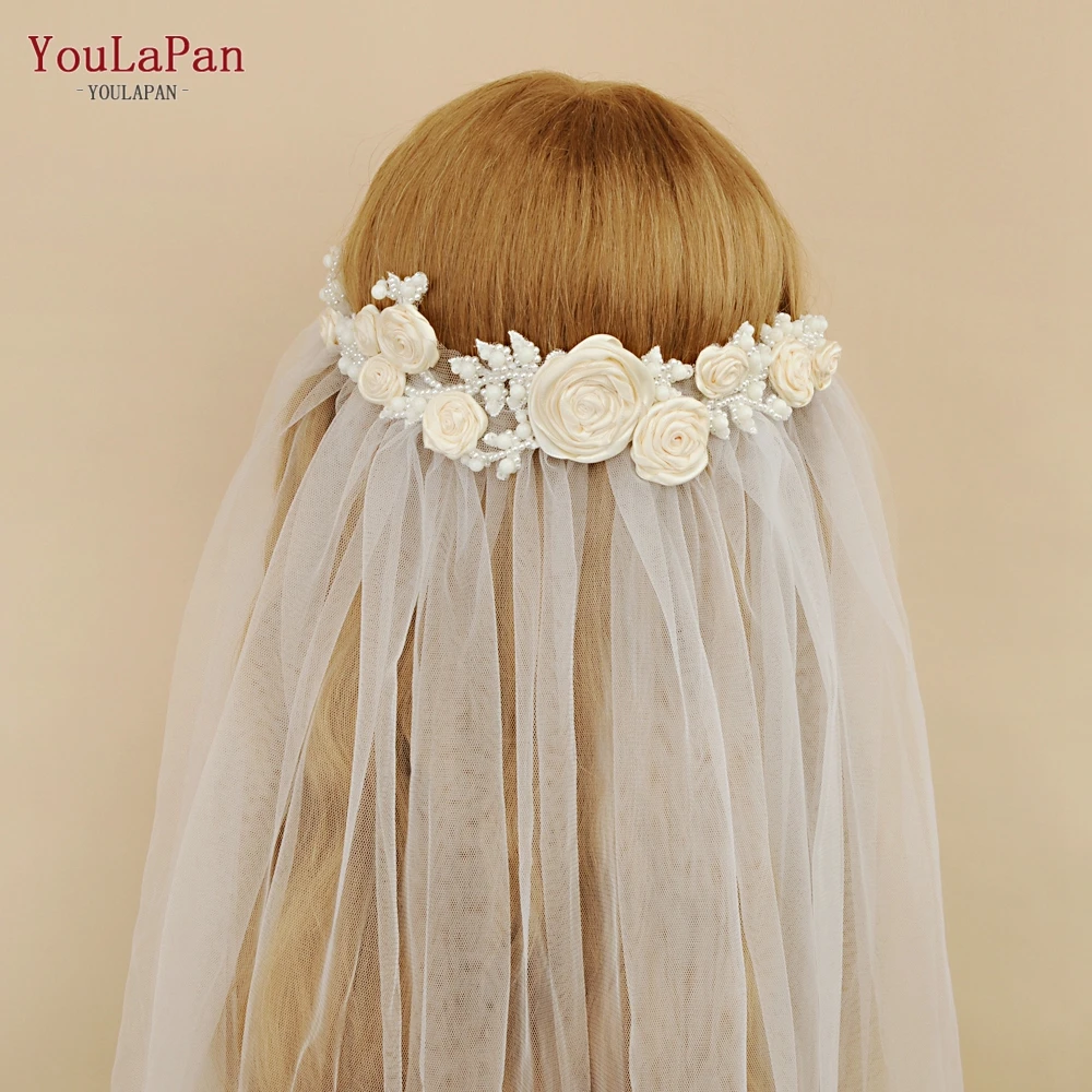 Youlapan VS323-I Мода ручной работы цвета слоновой кости, украшенное искусственными отделкой Фата; Жемчужно-белые свадебные вуали Соборная Длинная свадебная фата