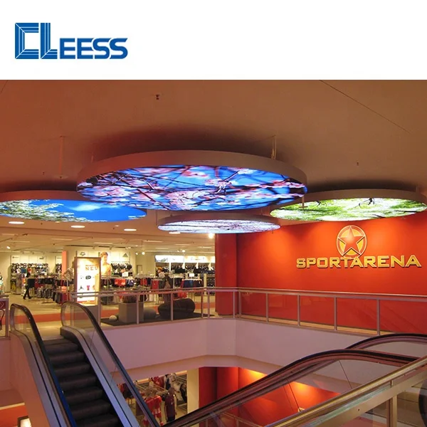 Tension Fabric Illuminated Ceiling Suspended Round SEG Led Light Box Aluminium Alloy Poster Frameless Lightbox