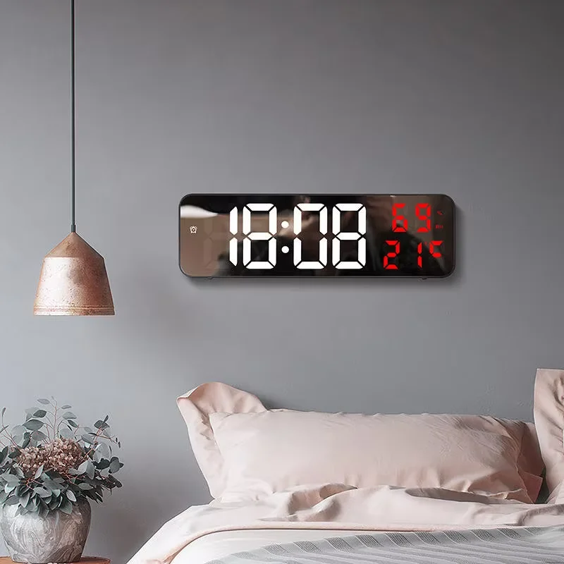 Popular Digital Wall Clock Remote Control Date Week Temperature Display Desk Decors LED Digital Clock for Bedroom
