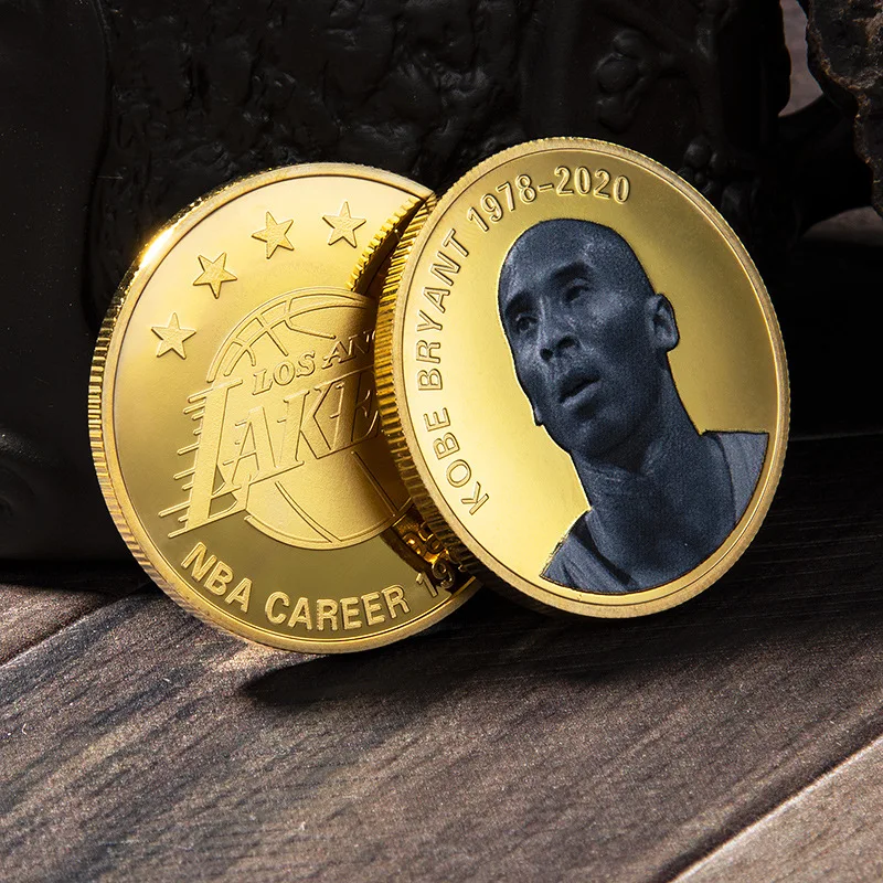 Kobe Bryant 1978-2020 set 4 gold silver plated metal decorative coin, NBA Lakers MBMBA players Commemorative Coins