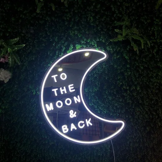 Koncept Drop Shipping 24inch TO THE MOON&BACK decoration sign Neon Light Advertising Custom LED Neon Sign