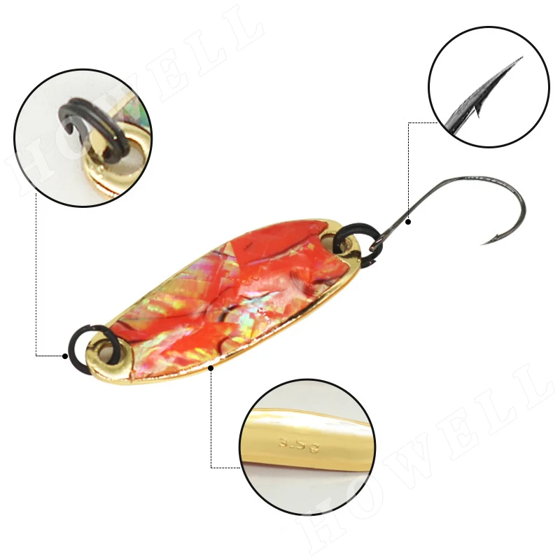 2.5g 3.5g 5g Artificial Abalone Shell Copper Metal Fishing Lures Jig Spoon Fishing Bait Lures