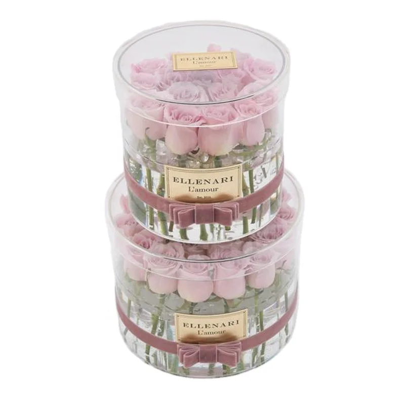 Wholesale Wedding Storage Luxury Preserved Gift Acrylic Transparent Flower Box Square