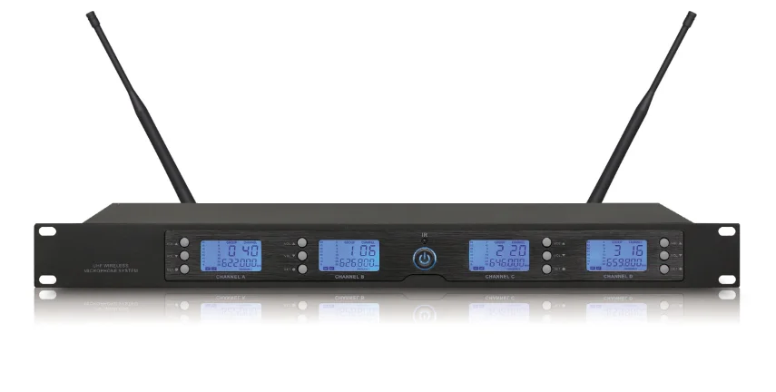 Professional 4 Channels UHF Wireless Microphone Conference Stage Performance Mics