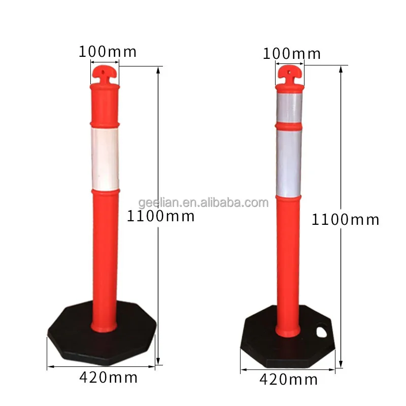 1150mm T-Top Bollard height plastic traffic barrier crash barrier with 6kg rubber base for Highway Roadway Safety bridge