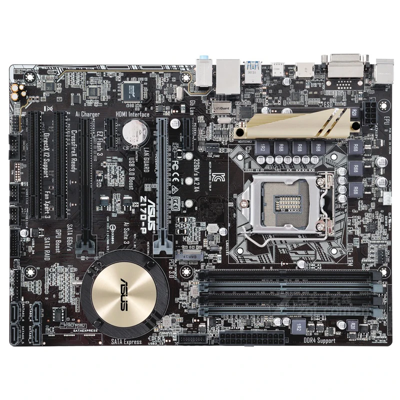 Used Asus Z170-P Desktop Motherboard Z170 Socket LGA 1151 i7 i5 i3 DDR4 64G M.2 SATA3 USB3.0 USB DVI HDMI ATX
