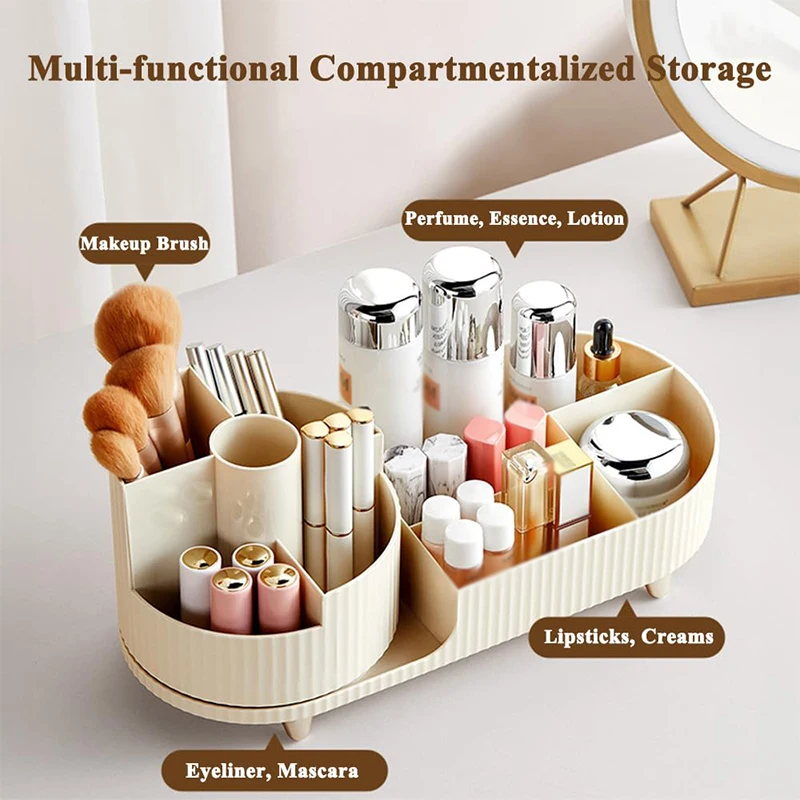 NISEVEN Hot Sale Multifunction Compartment Makeup Brush Holder 360 Rotating Cosmetic Organizer Vanity Plastic Makeup Organizer