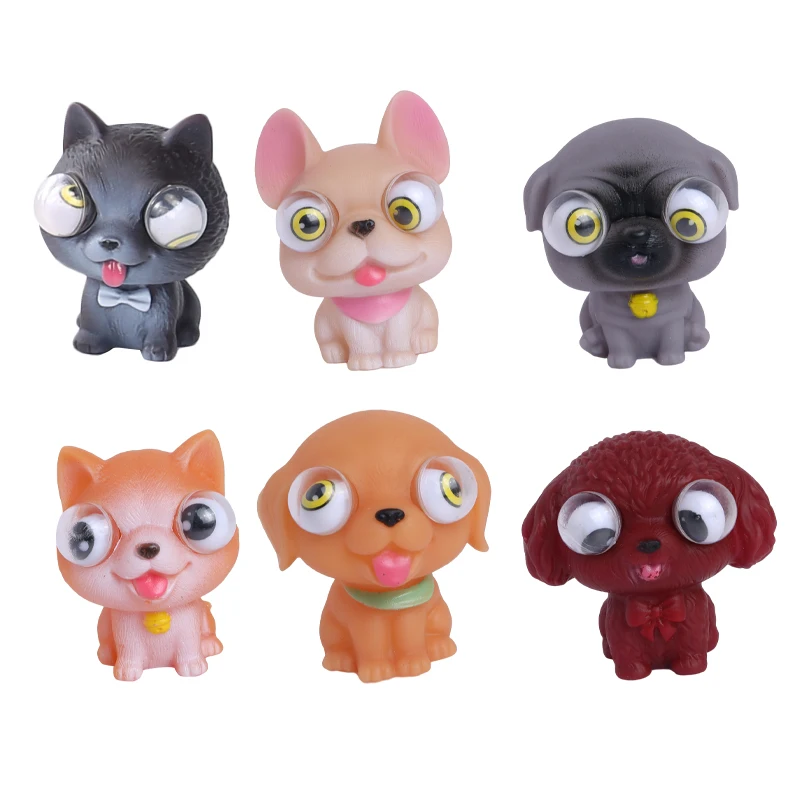 Novelties Toys OEM 6 Styles Squeeze Eye Out Cute Dog Soft Toys Stress Relief Pop Fidget Toys for Kids