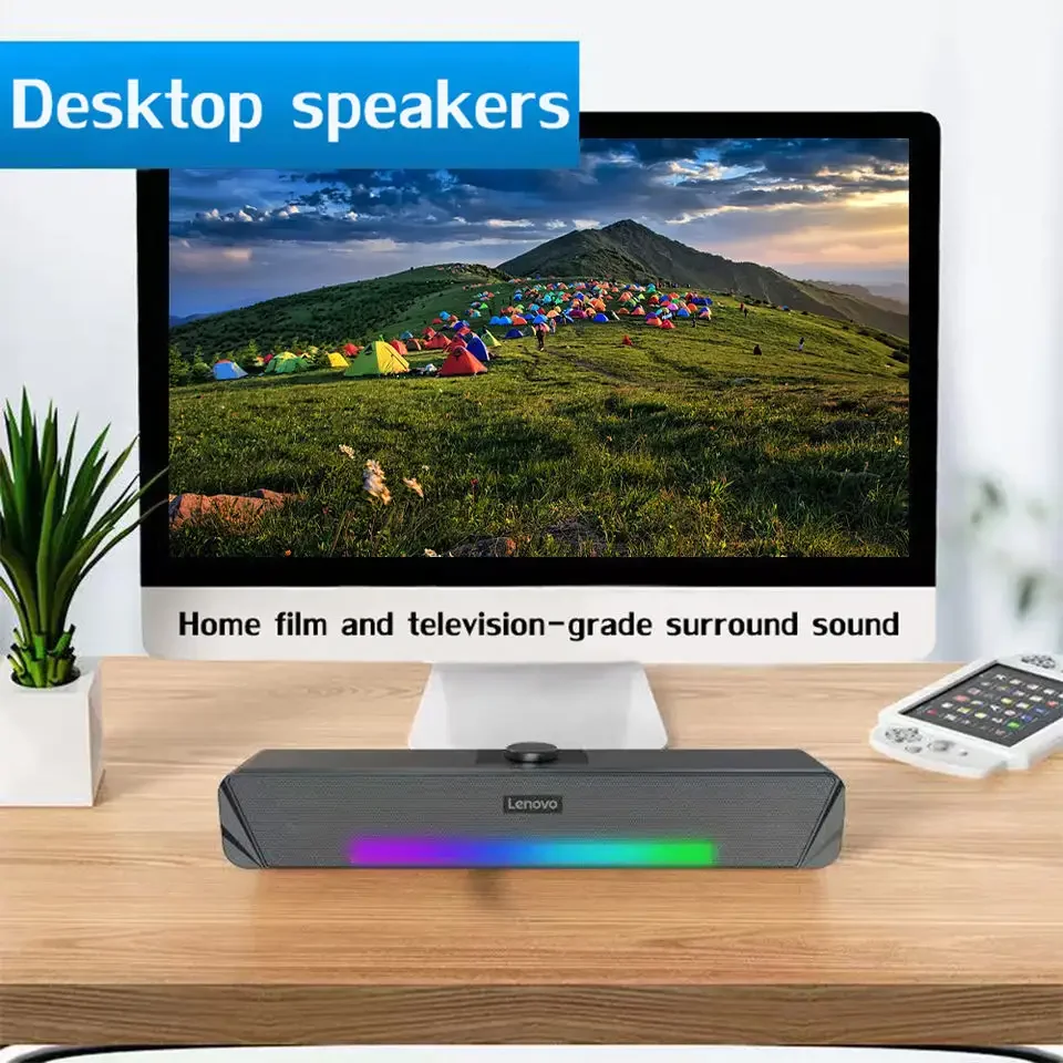 Original Lenovo TS33-A Home Theater Sound System Speaker USB + 3.5mm Wire Amplifiers RGB Portable Soundbar Party Speaker
