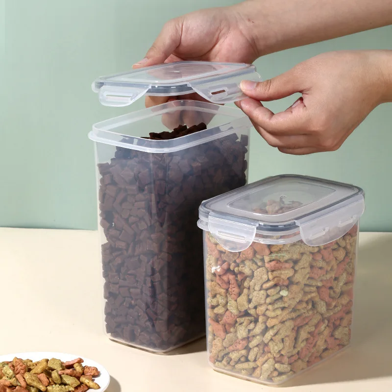 Wholesale 24 Pcs Set Plastic Pet Cat Dog Food Storage Container Dog Food Storage Bin Storage Tank  Moistureproof Sealed Food Jar