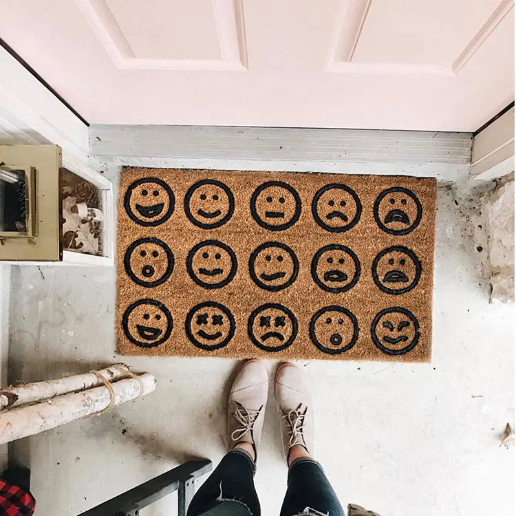 Eco Friendly Plain Coconut Fibre Non-slip Foot Doormats Custom Anti Dust OEM Coir Brown Door Mats