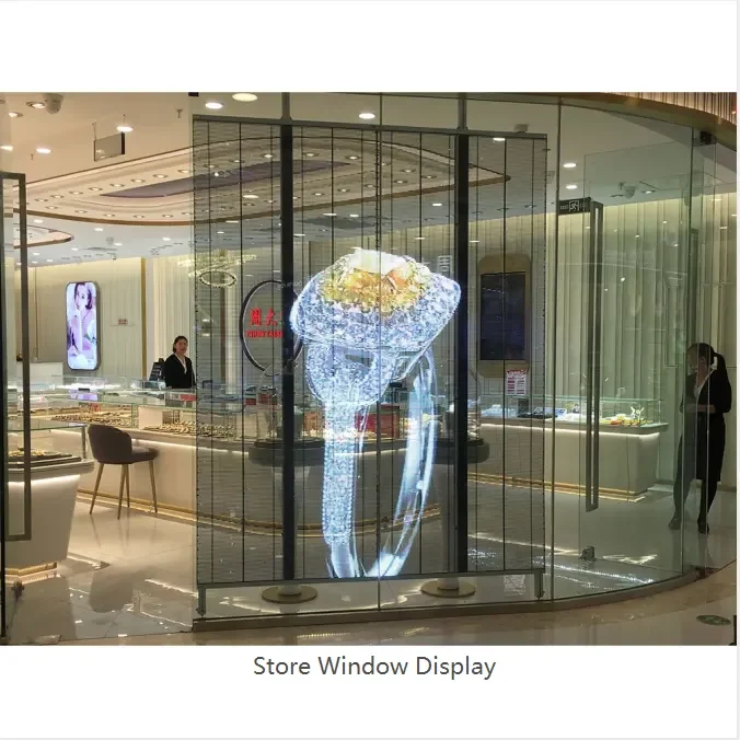 High brightness waterproof LED P8 restaurant, jewelry mall commercial street photoelectric glass screen display window
