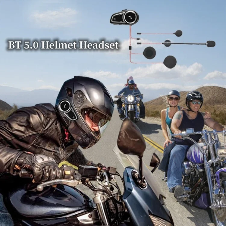 HXKK HX-T1 Waterproof IP67 6 People 1KM Motorcycle BT Helmet Intercom Headset Walkie Talkie Headset