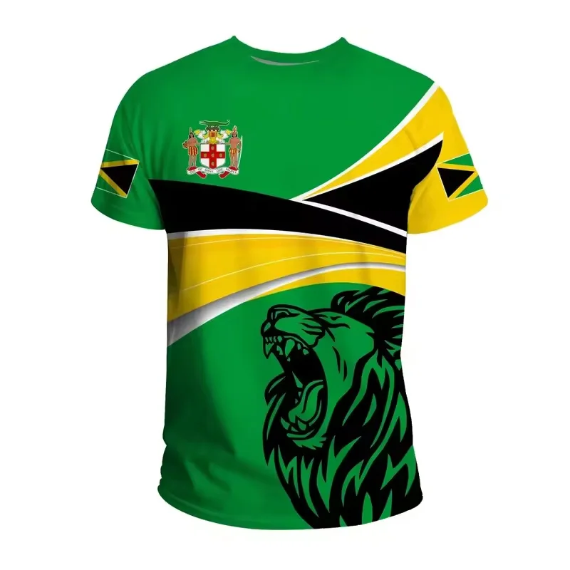2024 Factory Wholesale Round Neck Solid Color Full Sizes Printing Jamaica Flag T Shirt For Outdoor