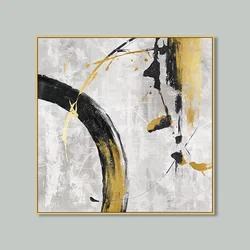 Living room gold framed handcrafted home decoration luxury large abstract oil canvas custom wall art painting