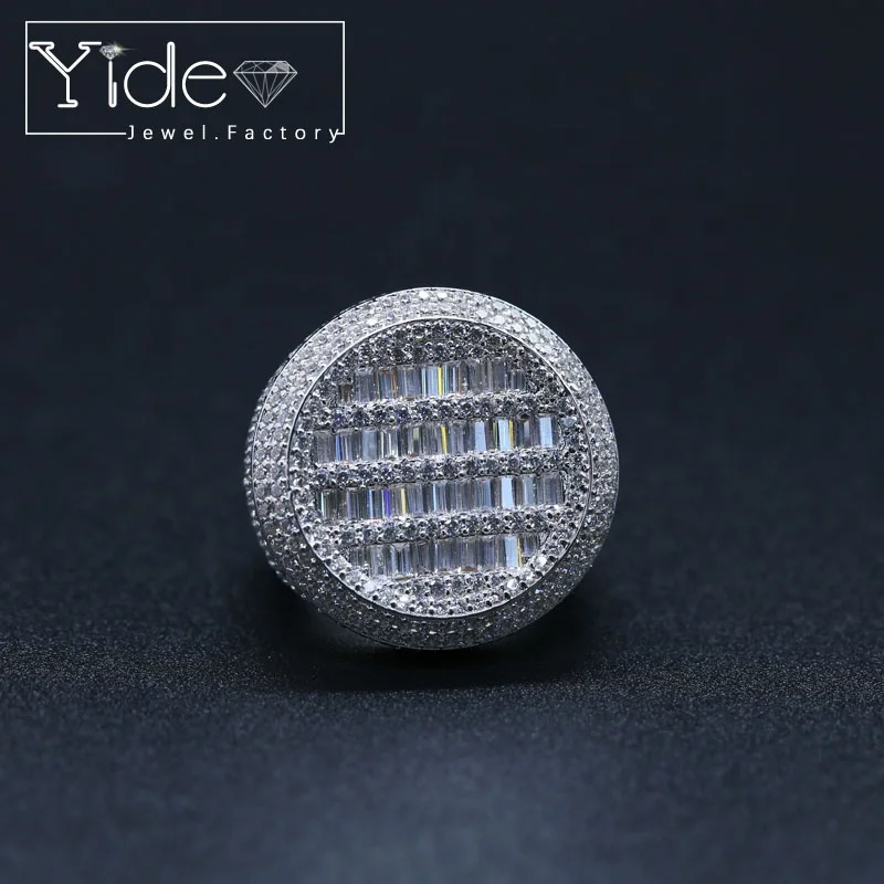 Hip hop jewelry big ring bling cz stone mens large rings