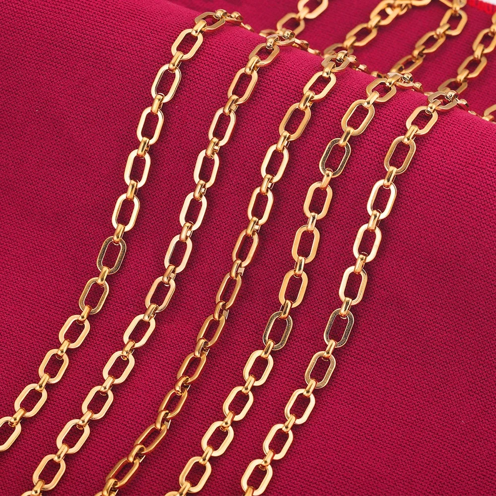 Wholesale stainless steel paper clip chains, flattened oval handmade chains for DIY necklace bracelet production