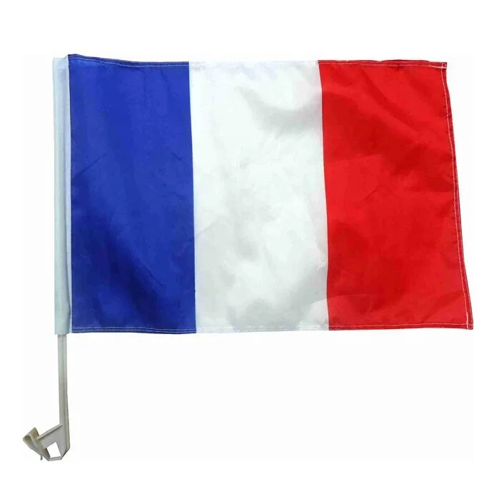 EC 2024 French Car Window Flag with pole auto flag france