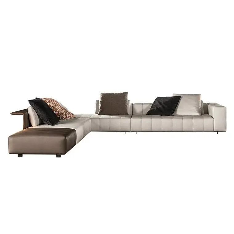 High-end piano key Leather sofa Living room furniture Italian design minimalist villa sofa
