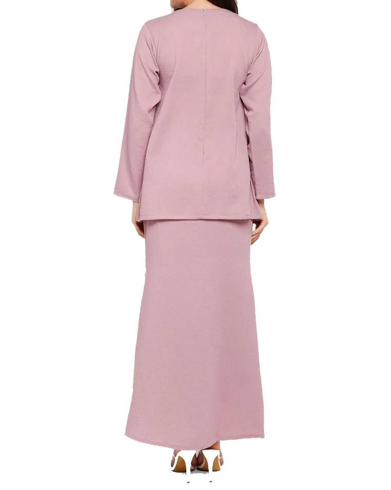 Trendy  Pearl Button Detail Baju Kurung For Women
