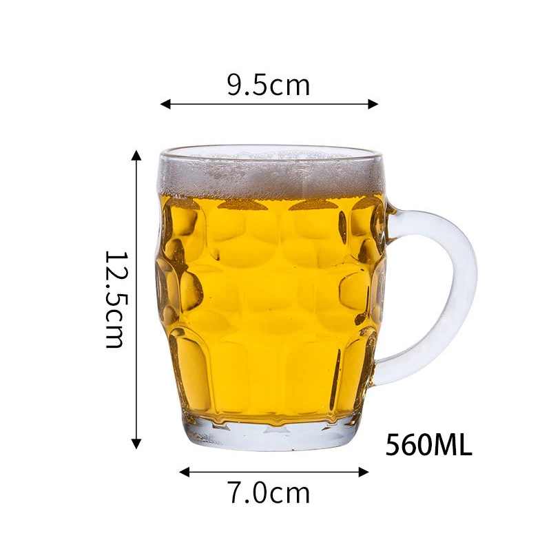 560ml Huge Capacity Beer Glass Mug With Handle Durable Glass Beer Cup Unbroken Glassware Custom Beer Glass