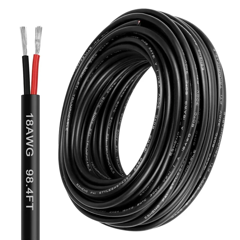 14 Gauge 2 Conductor Electrical Wire 14 AWG Wire Stranded PVC Cord Oxygen-Free Copper Cable for Outdoor Lighting
