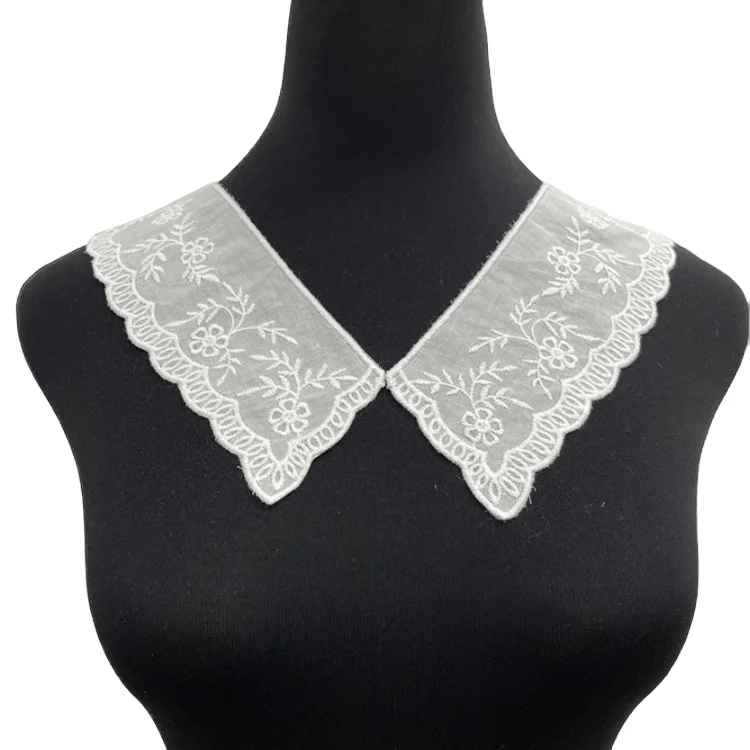 MSBJ0389  High Quality  Cotton Ornaments Faux Collar Hollow-out Water Soluble Lace  Embroidery Fake Collar