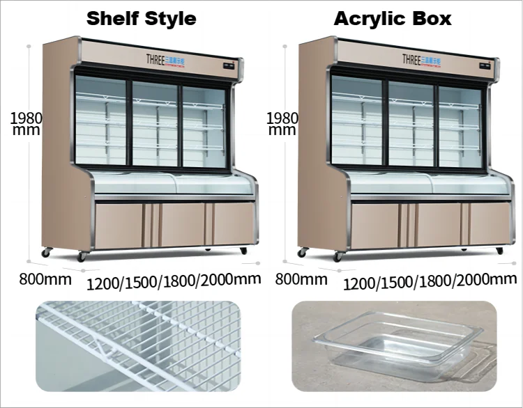 Hot Pot Order Display Refrigerator Malatang Restaurant Fresh Display Cabinet 3 temperature