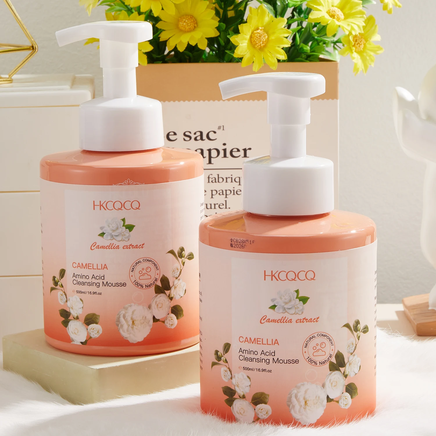 Oem Gentle Rich Foam Camellia Cleansing Mousse Water Oil Balance Moisturize Facial Cleansing  For All Skin