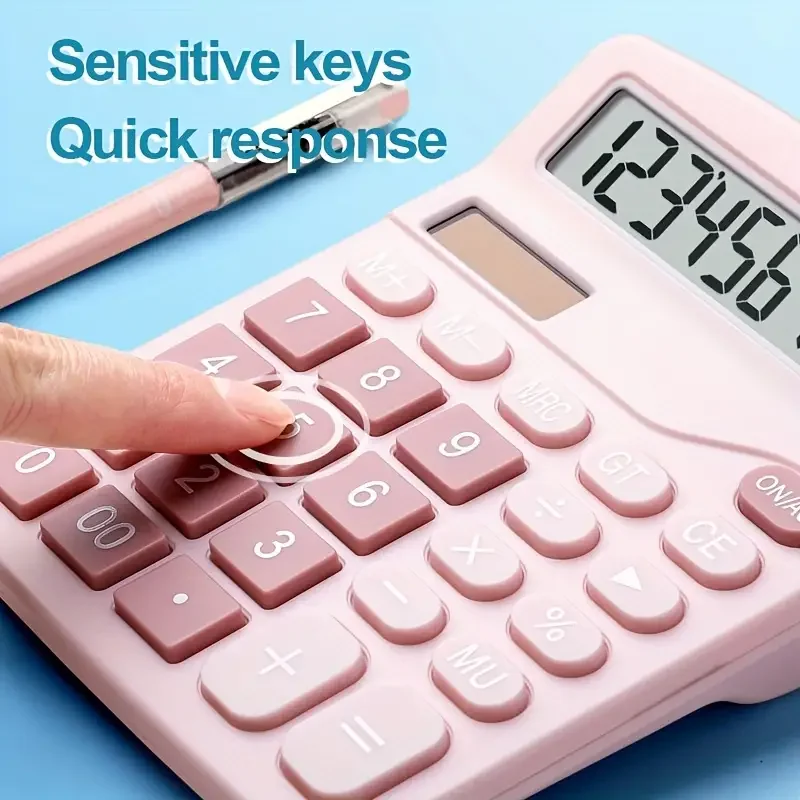 Custom Wholesale Factory Supply Original Dual Power Desktop True Solar Dual Power AA battery Desktop Office Calculator