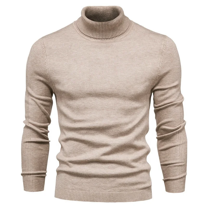 Men fashion loose knitted turtle neck bottomed 100% cashmere pullover