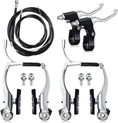 Complete Bike Brake Set Front Rear Bike Brake Inner Outer Cables  Lever Kit Includes Callipers Levers Cables