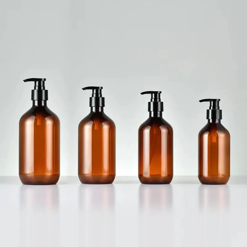 amber plastic bottle 100 150 ml 200 250 300 500 ml hand washing liquid bottle empty 1 liter plastic shampoo lotion pump bottles