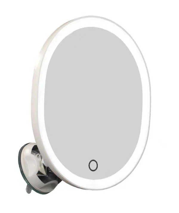 Rechargeable Oval Shape Suction Cup LED Light Wall Cosmetic Mirror